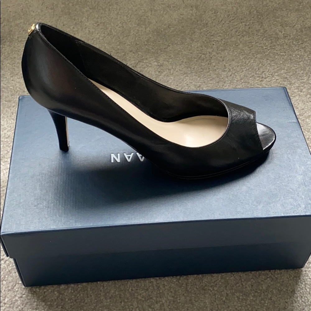 Cole Haan Grand OS leather peeptoe pumps